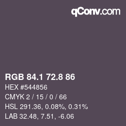 Color code: RGB 84.1 72.8 86 | qconv.com