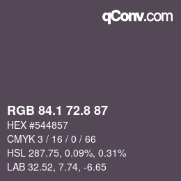 Color code: RGB 84.1 72.8 87 | qconv.com