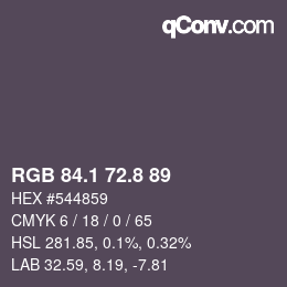 Color code: RGB 84.1 72.8 89 | qconv.com