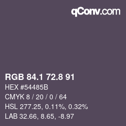 Color code: RGB 84.1 72.8 91 | qconv.com