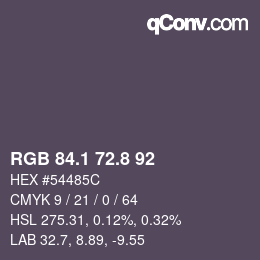 Color code: RGB 84.1 72.8 92 | qconv.com