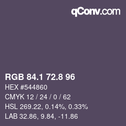 カラーコード: RGB 84.1 72.8 96 | qconv.com