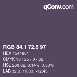 Color code: RGB 84.1 72.8 97 | qconv.com