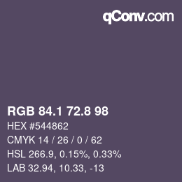 カラーコード: RGB 84.1 72.8 98 | qconv.com
