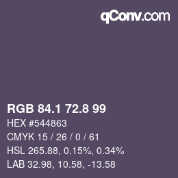カラーコード: RGB 84.1 72.8 99 | qconv.com