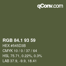 カラーコード: RGB 84.1 93 59 | qconv.com