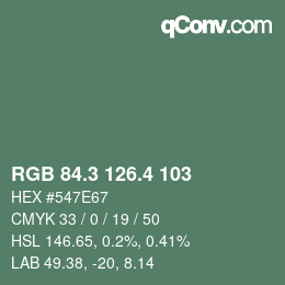 カラーコード: RGB 84.3 126.4 103 | qconv.com