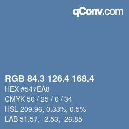 カラーコード: RGB 84.3 126.4 168.4 | qconv.com