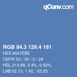 カラーコード: RGB 84.3 126.4 181 | qconv.com