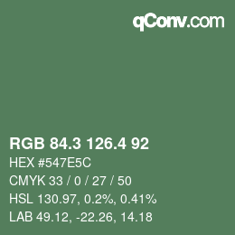 カラーコード: RGB 84.3 126.4 92 | qconv.com