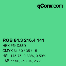 カラーコード: RGB 84.3 216.4 141 | qconv.com