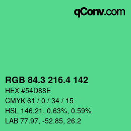 カラーコード: RGB 84.3 216.4 142 | qconv.com