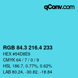 カラーコード: RGB 84.3 216.4 233 | qconv.com
