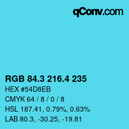 カラーコード: RGB 84.3 216.4 235 | qconv.com