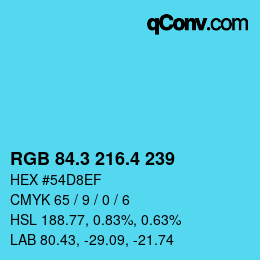 カラーコード: RGB 84.3 216.4 239 | qconv.com