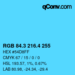 カラーコード: RGB 84.3 216.4 255 | qconv.com