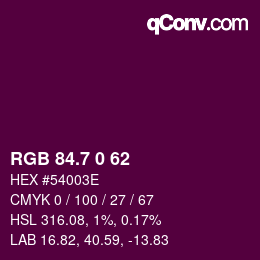 カラーコード: RGB 84.7 0 62 | qconv.com
