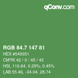 カラーコード: RGB 84.7 147 81 | qconv.com