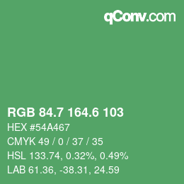 カラーコード: RGB 84.7 164.6 103 | qconv.com