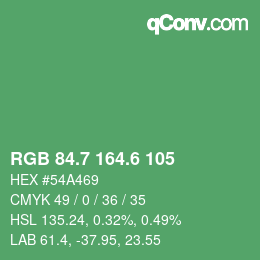 カラーコード: RGB 84.7 164.6 105 | qconv.com