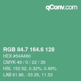 カラーコード: RGB 84.7 164.6 128 | qconv.com