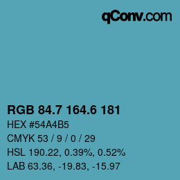 カラーコード: RGB 84.7 164.6 181 | qconv.com