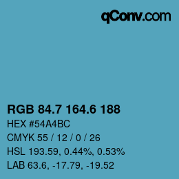 カラーコード: RGB 84.7 164.6 188 | qconv.com