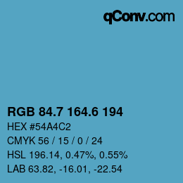 カラーコード: RGB 84.7 164.6 194 | qconv.com