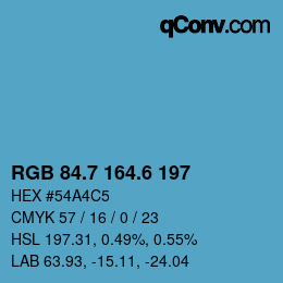 カラーコード: RGB 84.7 164.6 197 | qconv.com