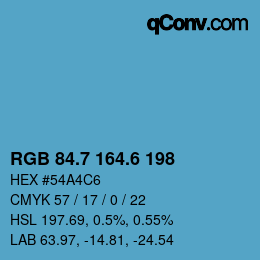 カラーコード: RGB 84.7 164.6 198 | qconv.com