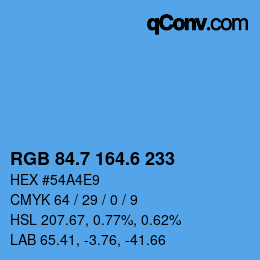 カラーコード: RGB 84.7 164.6 233 | qconv.com