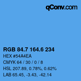 カラーコード: RGB 84.7 164.6 234 | qconv.com