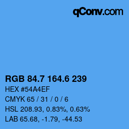 カラーコード: RGB 84.7 164.6 239 | qconv.com