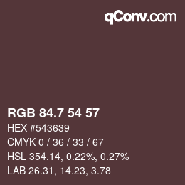 カラーコード: RGB 84.7 54 57 | qconv.com