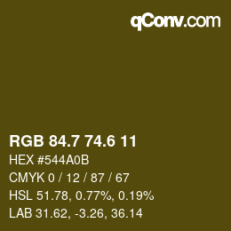 カラーコード: RGB 84.7 74.6 11 | qconv.com