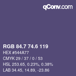 カラーコード: RGB 84.7 74.6 119 | qconv.com
