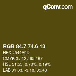 カラーコード: RGB 84.7 74.6 13 | qconv.com