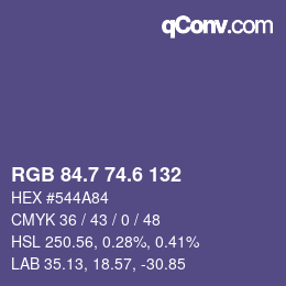 カラーコード: RGB 84.7 74.6 132 | qconv.com