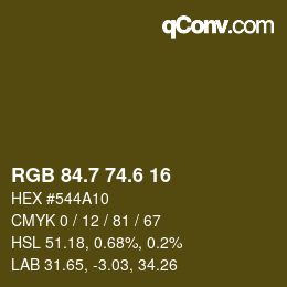 カラーコード: RGB 84.7 74.6 16 | qconv.com