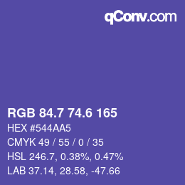 カラーコード: RGB 84.7 74.6 165 | qconv.com