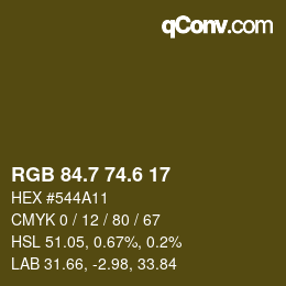 カラーコード: RGB 84.7 74.6 17 | qconv.com