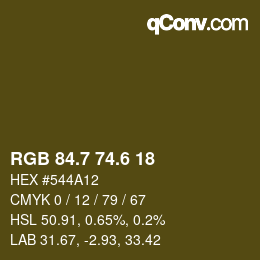 カラーコード: RGB 84.7 74.6 18 | qconv.com