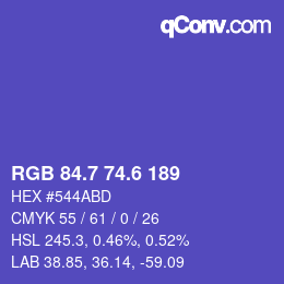 カラーコード: RGB 84.7 74.6 189 | qconv.com