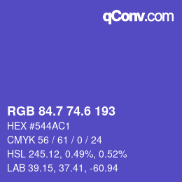 カラーコード: RGB 84.7 74.6 193 | qconv.com