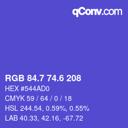 カラーコード: RGB 84.7 74.6 208 | qconv.com
