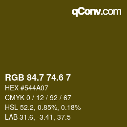 カラーコード: RGB 84.7 74.6 7 | qconv.com