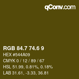 カラーコード: RGB 84.7 74.6 9 | qconv.com