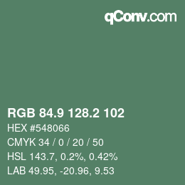 カラーコード: RGB 84.9 128.2 102 | qconv.com
