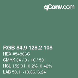カラーコード: RGB 84.9 128.2 108 | qconv.com