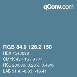 カラーコード: RGB 84.9 128.2 150 | qconv.com
